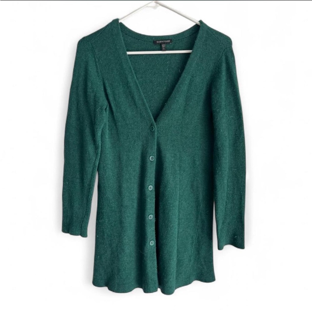 Eileen Fisher Forest Green Knit cardigan size XS